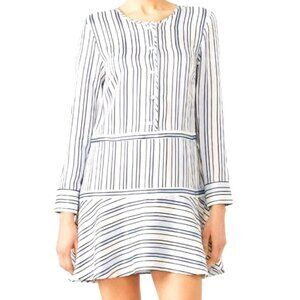 Alexis Nicholina Long Sleeve Blue and White Striped Shift Dress